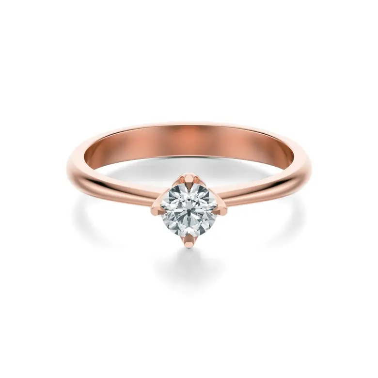 Pierścionek z diamentem różowe złoto